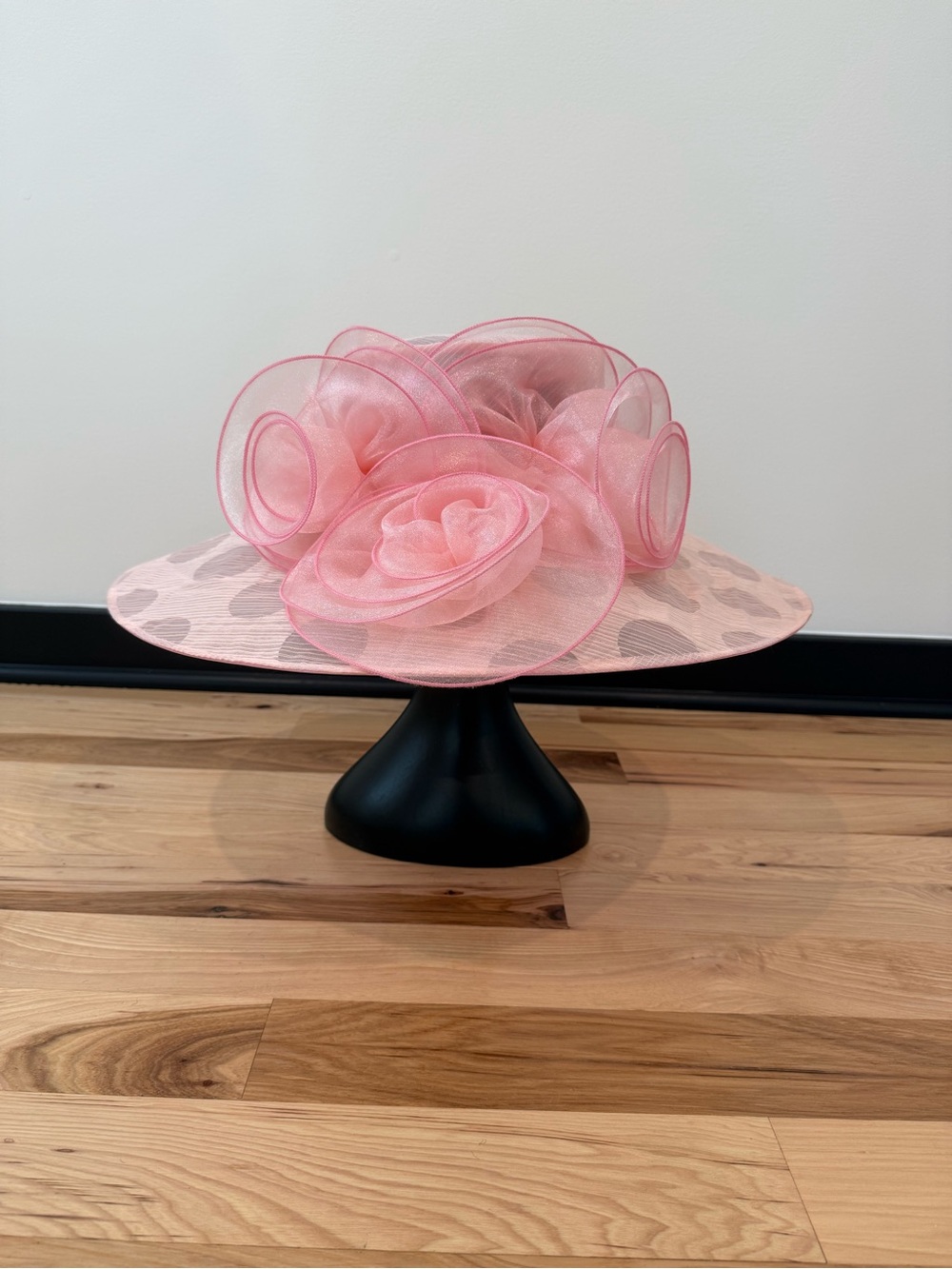 Something Special Pink Polka Dot Wide-Brim Derby Hat